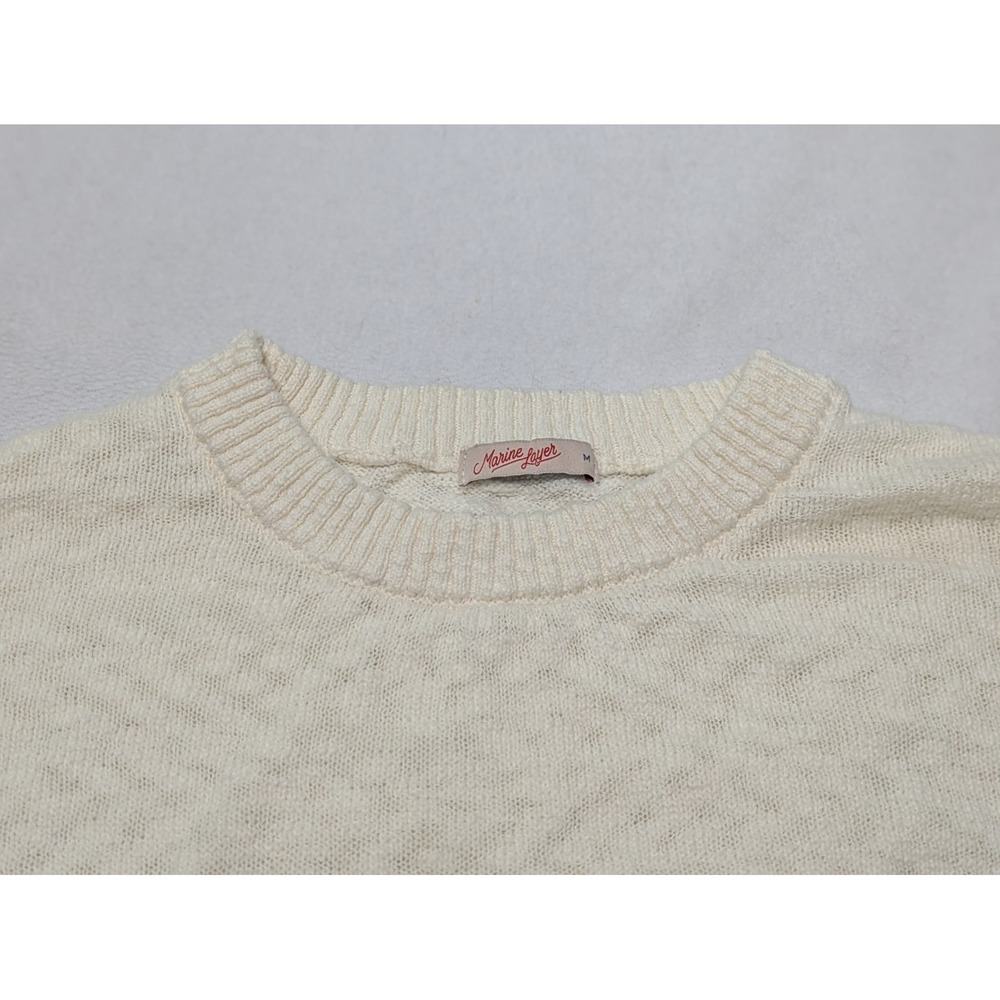 Marine Layer Sweater Cream sz M White Seabreeze Textured Knit Crewneck Pullover - Picture 5 of 10